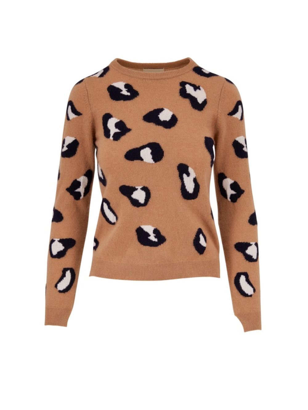 Jumper 1234 Camel Leopard Cashmere Split Hem Sweater - Medium